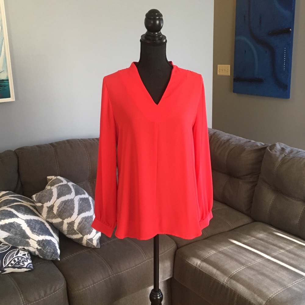 Fierce red/coral semi sheer blouse